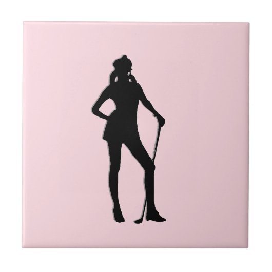 Golfer Pink Keramik Tile Fliese (Vorderseite)