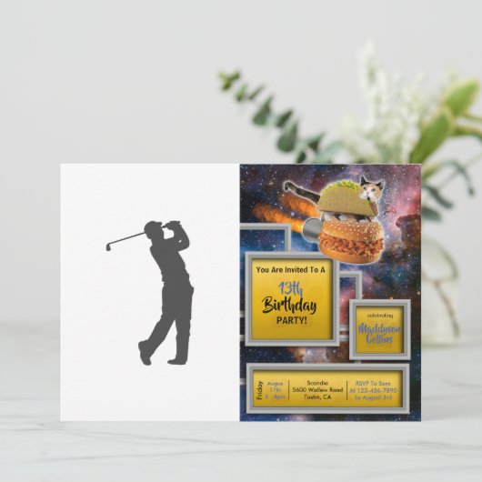 Golfer-Player-Silhouette Einladung (Stehend Vorderseite)