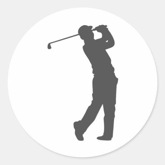 Golfer-Player-Silhouette Runder Aufkleber (Vorderseite)