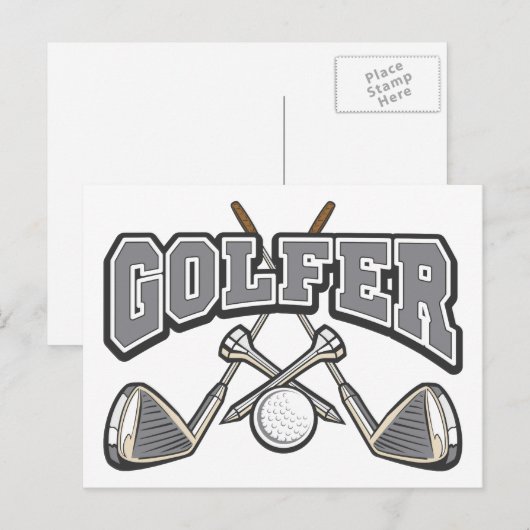 Golfer Postkarte (Vorne/Hinten)