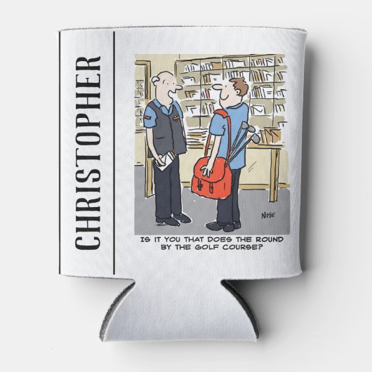Golfer Postman Lieben Golf Cartoon Dosenkühler (Vorderseite)