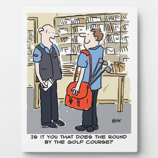 Golfer Postman Lieben Golf Cartoon Fotoplatte (Vorderseite)