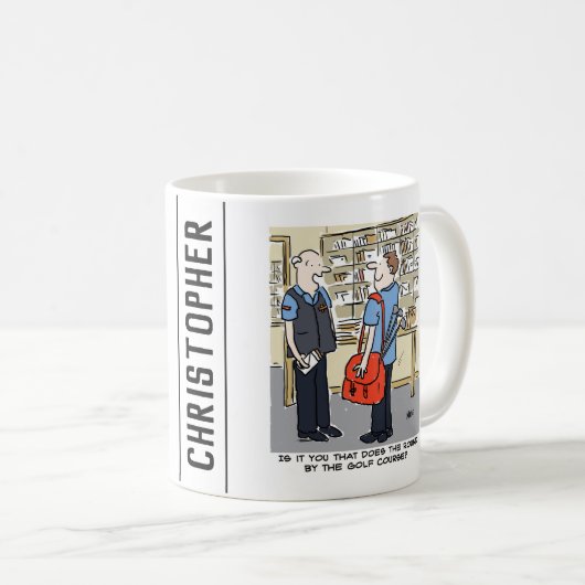 Golfer Postman Lieben Golf Cartoon Kaffeetasse (VorderseiteRechts)