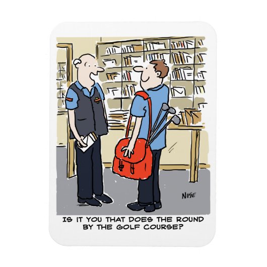 Golfer Postman Lieben Golf Cartoon Magnet (Vertikal)
