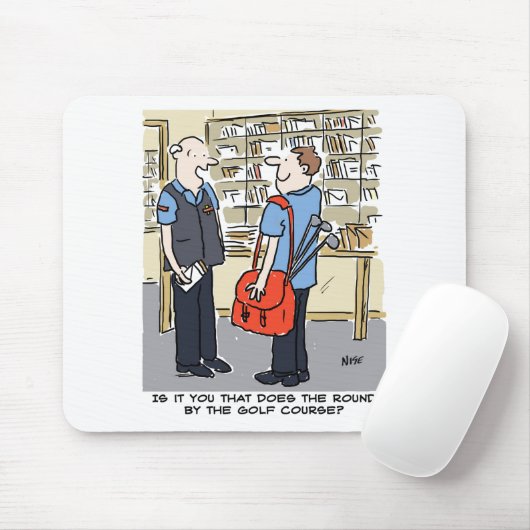 Golfer Postman Lieben Golf Cartoon Mousepad (Mit Mouse)