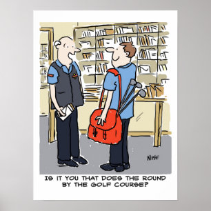 Golfer Postman Lieben Golf Cartoon Poster