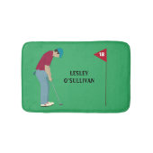 Golfer Putting Ball Themed Green Badematte (Vorderseite)