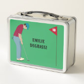 Golfer Putting Ball Themed Green Metall Brotdose (Rückseite)