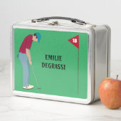 Golfer Putting Ball Themed Green Metall Brotdose (Beispiel)