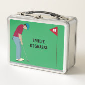 Golfer Putting Ball Themed Green Metall Brotdose (Vorderseite)