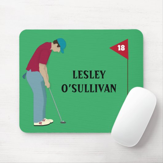 Golfer Putting Ball Themed Green Mousepad (Mit Mouse)