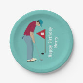 Golfer Putting Geburtstag Pappteller (Vorderseite)