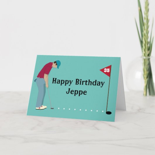 Golfer Putting Golf Ball Geburtstag Karte (Vorderseite)
