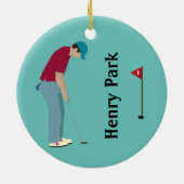 Golfer Putting Weihnachten Keramik Ornament (Hinten)