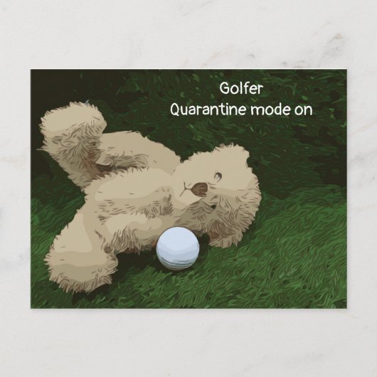 Golfer-Quarantäne auf Teddybär und Golfball Postkarte (Vorderseite)