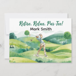 Golfer retirement par tee party golfing on course einladung