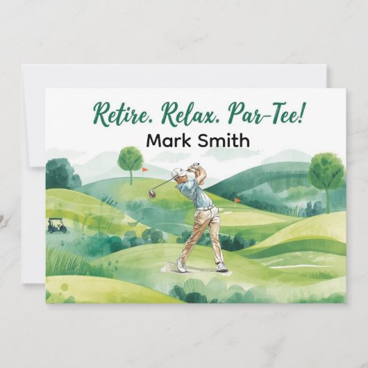 Golfer retirement par tee party golfing on course einladung (Vorderseite)