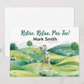 Golfer retirement par tee party golfing on course einladung (Vorne/Hinten)