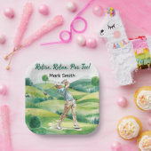 Golfer retirement par tee party golfing on course pappteller (Party)