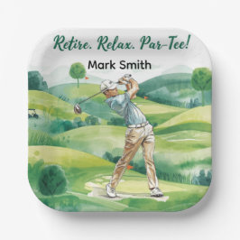 Golfer retirement par tee party golfing on course pappteller
