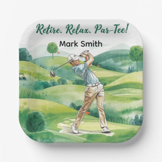 Golfer retirement par tee party golfing on course pappteller (Vorderseite)