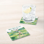 Golfer retirement par tee party golfing on course rechteckiger pappuntersetzer (Vor Ort)