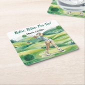 Golfer retirement par tee party golfing on course rechteckiger pappuntersetzer (angewinkelt)
