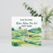 Golfer retirement par tee party golfing on course save the date (Stehend Vorderseite)