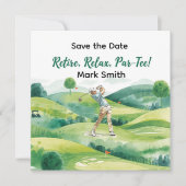 Golfer retirement par tee party golfing on course save the date (Vorderseite)