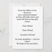 Golfer Retirement Party  Einladung (Rückseite)