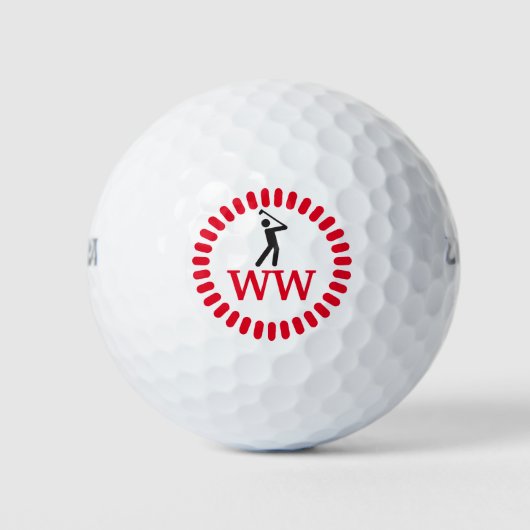 Golfer-Rotes MONOGRAM Golfball (Vorderseite)