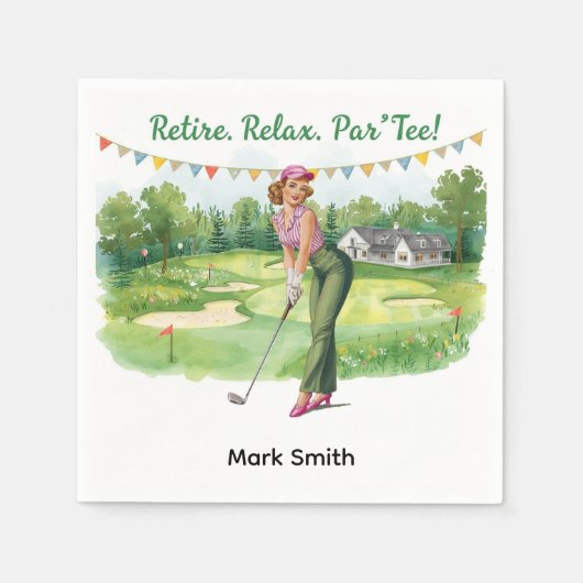 Golfer Ruhestand par tee Party Golf auf Kurs Serviette (Vorderseite)