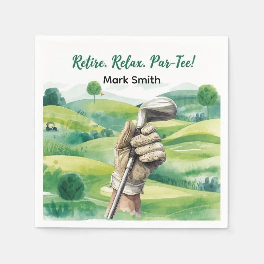 Golfer Ruhestand par tee Party Golf auf Kurs Serviette (Vorderseite)