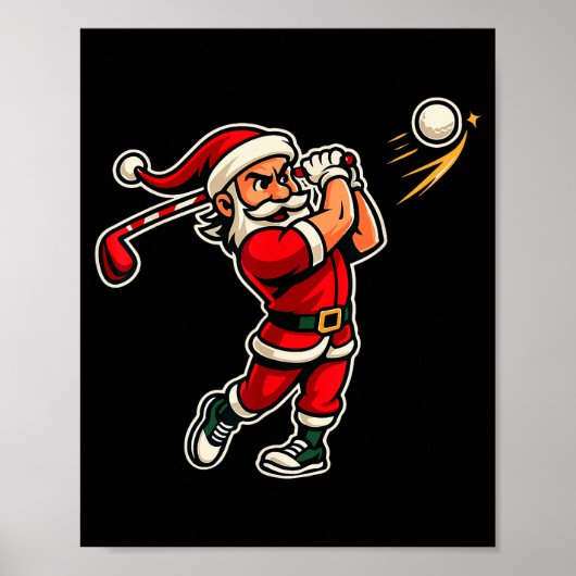 Golfer Santa Christmas Golf Shirt Men Kids Boys Go Poster (Vorne)