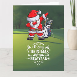 Golfer Santa Claus Dabbing am Kurs Weihnachten Karte
