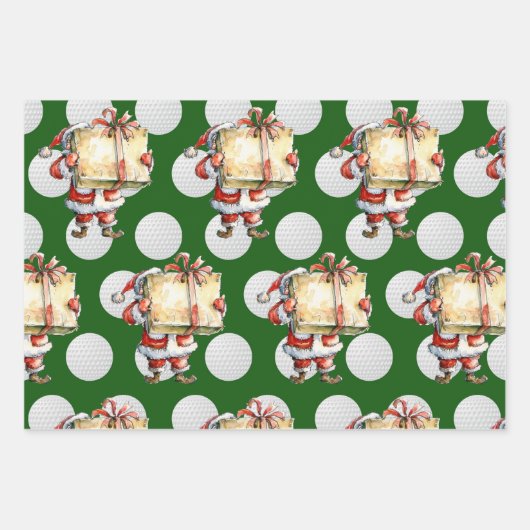 Golfer Santa Claus Golf Frohe Weihnachten Geschenkpapier Set (Vorderseite 3)