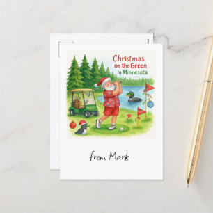 Golfer Santa Claus Golf im Tessin Feiertagspostkarte