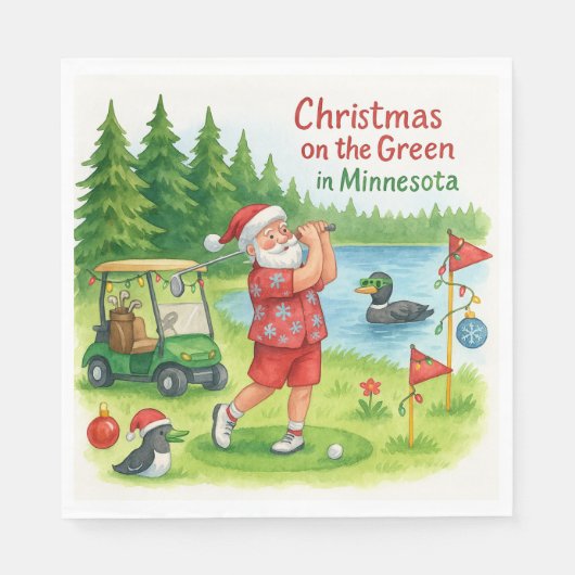 Golfer Santa Claus Golf in Minnesota Serviette (Vorderseite)