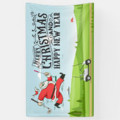 Golfer Santa Claus Golfen am Kurs Weihnachten Banner (Vertikal)