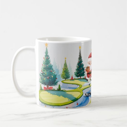 Golfer Santa Claus Golfen am Kurs Weihnachten Kaffeetasse (Links)