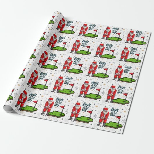Golfer Santa Claus Golfen am Weihnachtsfeiertag Geschenkpapier (Ungerollt)