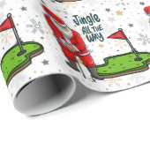 Golfer Santa Claus Golfen am Weihnachtsfeiertag Geschenkpapier (Rolleneckpunkt)