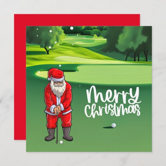 Golfer Santa Claus Golfen auf Grün zu Weihnachten (Vorne/Hinten)