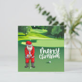 Golfer Santa Claus Golfen auf Grün zu Weihnachten (Stehend Vorderseite)