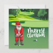 Golfer Santa Claus Golfen auf Grün zu Weihnachten (Vorderseite)