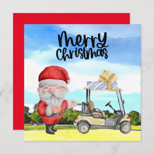Golfer Santa Claus Golfen auf Grün zu Weihnachten (Vorne/Hinten)