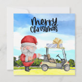 Golfer Santa Claus Golfen auf Grün zu Weihnachten (Vorderseite)