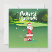 Golfer Santa Claus Golfen auf Grün zu Weihnachten (Vorderseite)