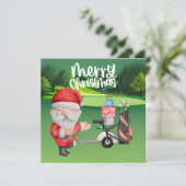 Golfer Santa Claus Golfen auf Grün zu Weihnachten (Stehend Vorderseite)