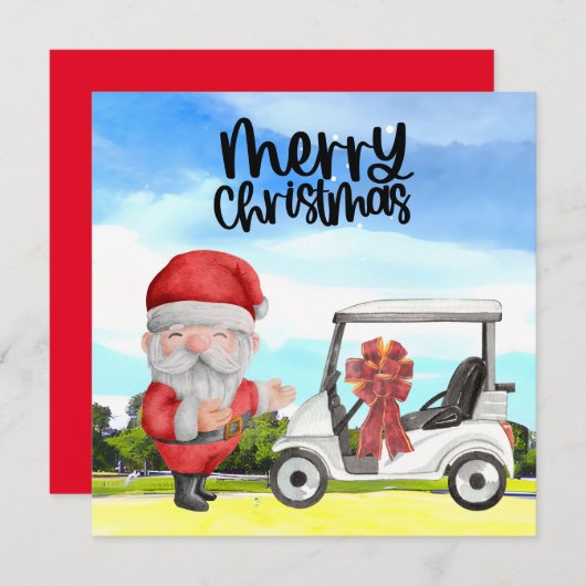 Golfer Santa Claus Golfen auf Grün zu Weihnachten (Vorne/Hinten)